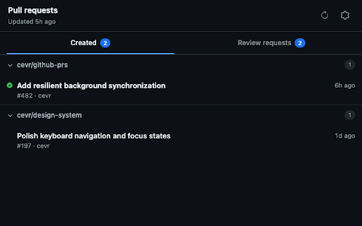 GitHub PR Tracker :: Track authored and review-requested GitHub pull requests in a fast side panel and new-tab dashboard.