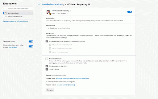 YouTube to Perplexity AI :: Send YouTube videos to Perplexity AI for intelligent transcript analysis and comprehensive summarization