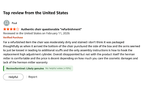 ReviewSentinel :: Overlay fake-review trust scores on Amazon product pages.