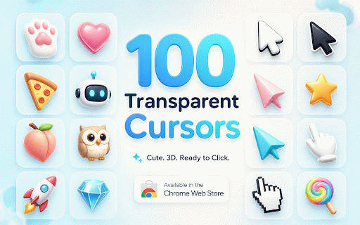 Pretty Cursor - Custom Mouse :: 100 cute transparent cursors with easing follow, trails, click effects, and quick presets. UI in Chinese / English / Japanese.