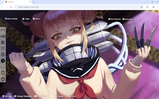 Himiko Toga Wallpaper :: Himiko Toga Wallpaper turn new tab to custom HD MHA Himiko Toga background. Himiko Toga wallpaper theme for MHA anime fans.