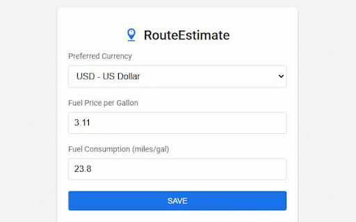 RouteEstimate :: Calculate estimated fuel cost for a route on Google Maps.