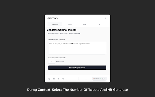 xMatic - Own Key :: AI-powered Twitter content creation - Use your own API keys for complete privacy
