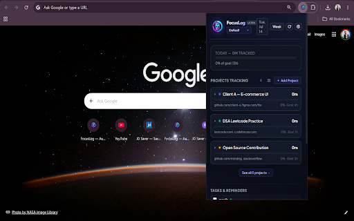 FocusLog — Automatic Session & Time Tracker :: Auto-tracks time spent on any website by project. No timers. No account. Works silently in background.