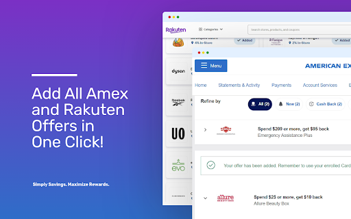 Auto Card Offers :: Automatically adds all Amex and Rakuten card offers.