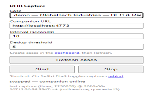 DFIR Companion — Evidence Capture & Push :: Connects to your local DFIR Companion server. Captures screenshots and pushes detections from DFIR consoles to the dashboard.