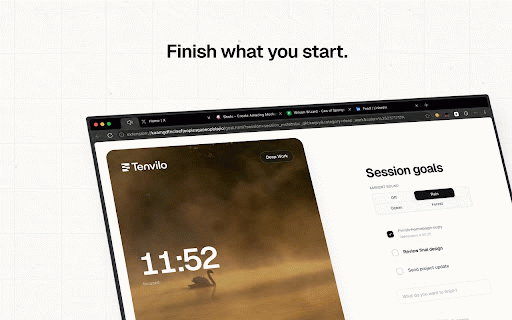 Tenvilo – Workflow Presets & Tab Launcher :: Save reusable browser workflows, launch tab groups fast, control websites, set goals, and track your work sessions.