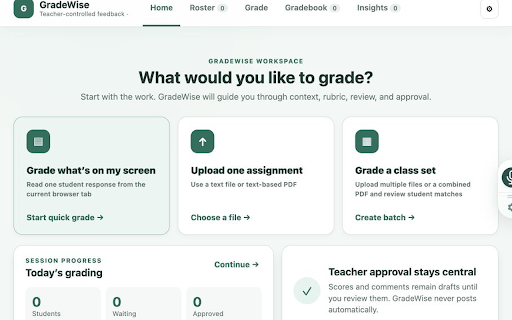 GradeWise Assistant :: Batch Google Classroom grading with teacher review, confidence checks, draft-grade writeback, and SIS-ready exports.