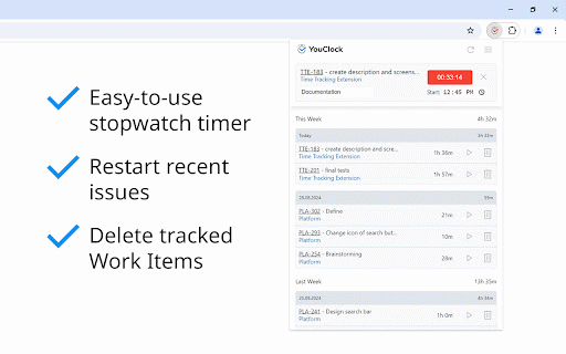 YouClock - Time Tracker for YouTrack :: The YouClock browser extension adds an easy-to-use stopwatch to YouTrack by JetBrains.