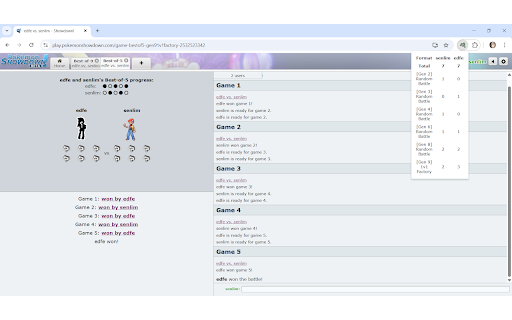 Showdown! Battle History Tracker :: An automated Pokémon Showdown battle history tracker, for displaying your results against opponents. Currently in beta!