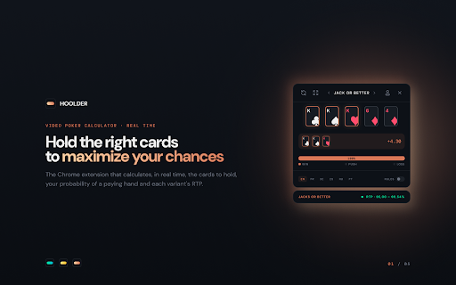 Hoolder — Video Poker Strategy Calculator :: Calculates the exact best cards to hold for every video poker hand in real time. Better than a strategy chart or trainer.