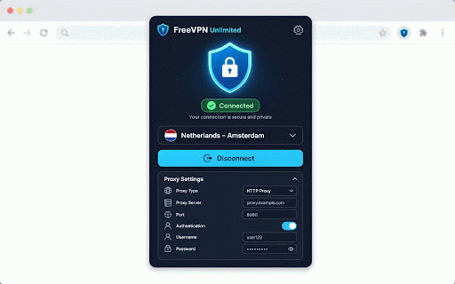 FreeVPN Unlimited :: A clean, modern VPN-style proxy switcher powered by anonymous Urban VPN endpoints.
