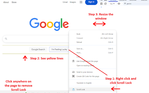 Scroll Lock on Resize :: Select element with right click to keep it in the middle of the screen after window resize.