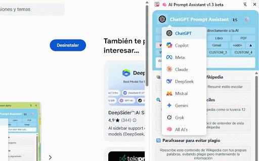 AI Prompt Assistant v1.9 :: Menú de prompts útiles para ChatGPT, DeepSeek, Gemini, Copilot, y más.