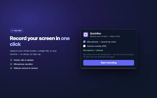 QuickRec — Screen Recorder & Share :: Record your screen and camera. Get an instant share link. Simple Loom alternative without the price tag.