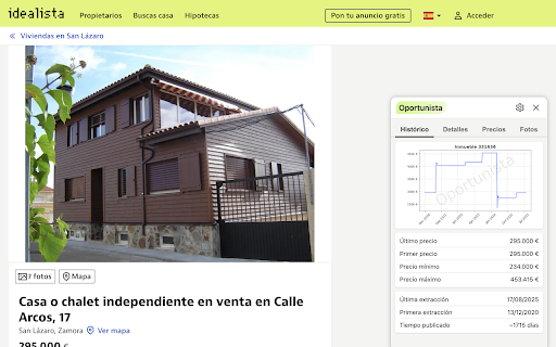 Oportunista :: Muestra el histórico de precios de un inmueble de Idealista.