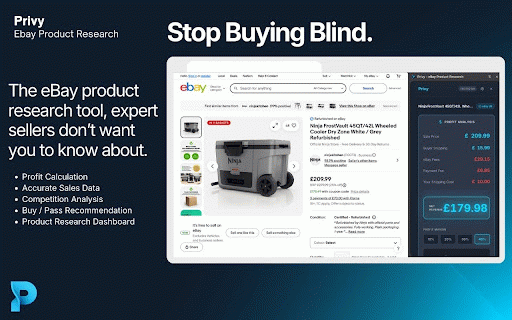Privy - eBay Product Research :: See profit after fees, sales data, and competition on eBay listings. Find profitable flips before you buy.