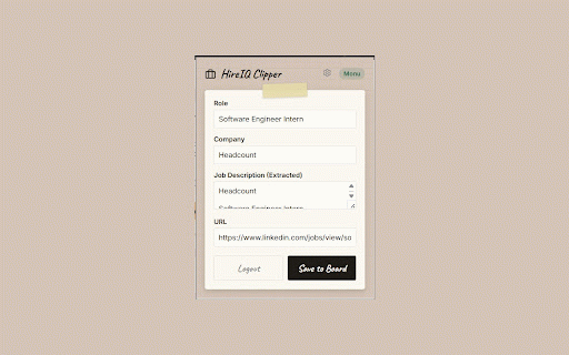 HireIQ Job Clipper :: Instantly save jobs from LinkedIn, Indeed, and more directly to your HireIQ Tracker.