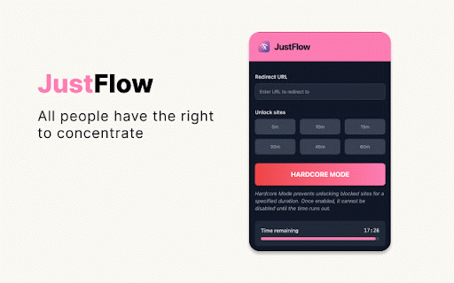 JustFlow :: Focus mode extension that helps you stay productive