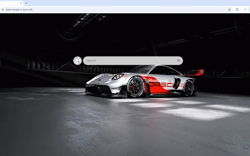 Porsche 911 GT3 R Live Wallpaper :: Sleek white Porsche 911 GT3 R race car with red accents in dramatic industrial garage.