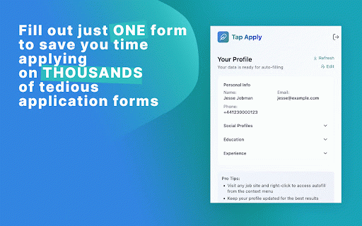 Tap Apply - Autofill job applications with AI :: Apply to more jobs in less time