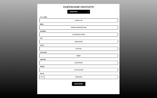 Profilerator :: Generates a random profile with all the useful information (name, email, tax-id, phone number, etc.)