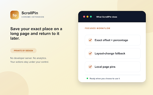 ScrollPin :: Save your position on a long page and jump back to it later.
