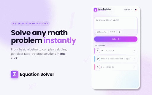 Equation Solver :: Equation solver in your browser side panel. Step-by-step solutions adapted to your grade level.