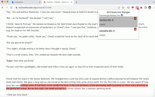 AO3 Bookmarker :: A tool to bookmark your AO3 pics down to the exact sentence!