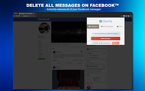 Cleanify – FB Chat Cleaner :: Clean up your Facebook™ chats instantly. Delete or archive all messages with one click—fast, safe, and easy to use.