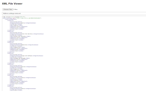 XML File Viewer :: A lightweight Chrome extension to view and analyze XML files in structured tables. Quick visualization of Salesforce metadata files.