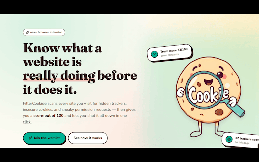 FilterCookiee :: Scores site privacy and security 0-100. Detects trackers, insecure cookies, fingerprinting and hidden data collection.