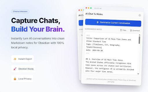 AI Chat To Notes :: Extract and summarize Gemini / ChatGPT conversations with AI, and make your conversations into Obsidian Notes.