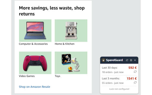 SpendGuard for Amazon™ :: Track and control Amazon™ spending. Floating widget, checkout warnings, time-lock blocking. Privacy-first.