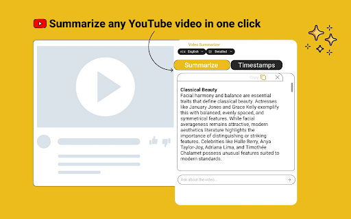 Video Summarizer :: Video Summarizer that acts as youtube summarizer. Use it to generate transcripts and chat with youtube video.