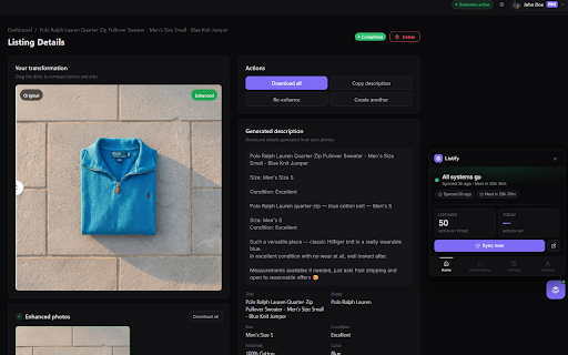 Listify for Vinted :: Import your Vinted listings into Listify for AI enhancement