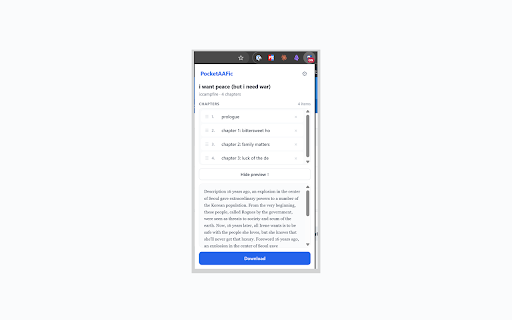 PocketAAFic :: Offline reader for AsianFanfics — save stories you're already reading as EPUB or PDF for Kindle and other e-readers.