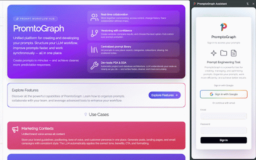 PromptoGraph Assistant :: Prompt Engineering Tool. PromptoGraph helps create, manage, and optimize prompts. Organize your prompts and work efficiently.
