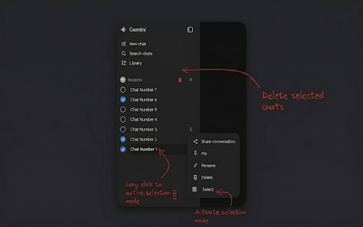Gemini Mass Delete :: Multi-select and mass-delete Gemini chats.