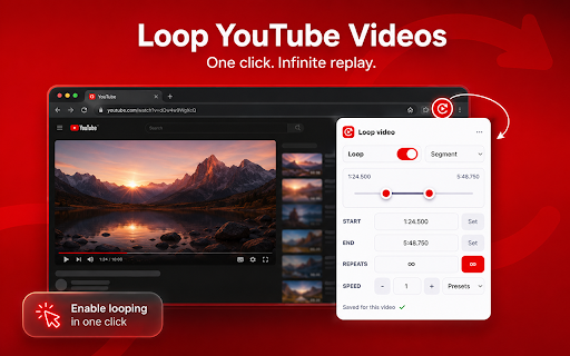 Loop YouTube Video :: Loop YouTube Video: repeat a whole YouTube video or precise segment. Control repeat cycles, playback speed and presets.