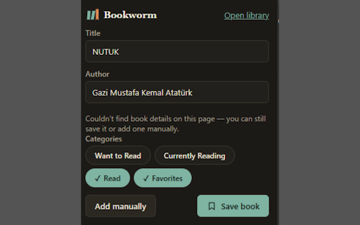 Bookworm :: Save books to your lists as you browse the web.