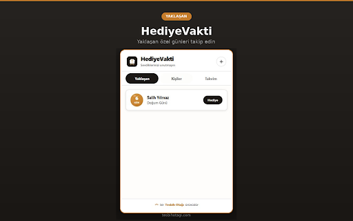 HediyeVakti — Özel Gün Hatırlatıcı :: Sevdiklerinizin özel günlerini unutmayın! Akıllı hatırlatmalar ve hediye önerileri ile her anı özel kılın.