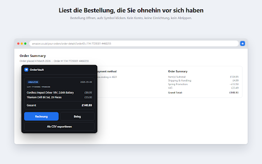 Invoice & Receipt Generator for Orders :: Turn any online order into a clean PDF invoice or receipt. Bulk export, CSV for bookkeeping, VAT fields. Works fully offline.