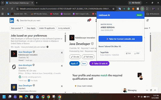 JobScout AI :: Generate perfectly tailored CVs directly inside LinkedIn.