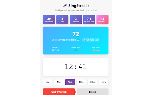 SingStreaks - Singing Practice Tracker :: Track your singing practice, build streaks, and improve your voice with smart session tracking