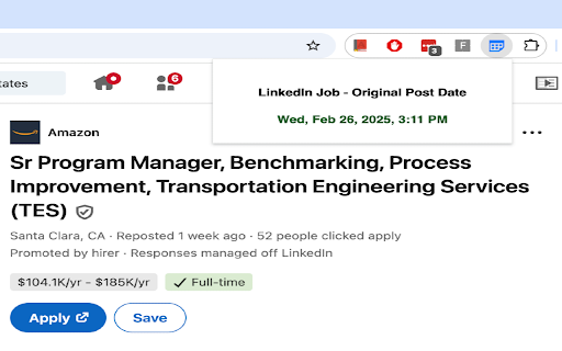 OriginallyListedAt for LinkedIn Jobs :: Displays the original listing date of a LinkedIn job.