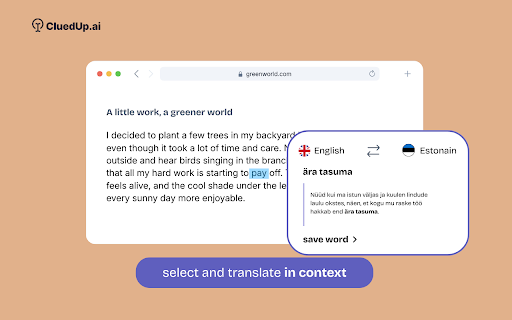 CluedUp.ai :: CluedUp.ai browser extension for translation and saving features