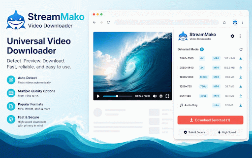 StreamMako Video Downloader :: Universal Video Downloader for all websites, support HLS, DASH, MP4, etc. Fast, reliable, and easy to use.