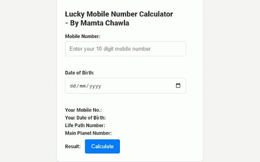 Lucky Mobile Number Calculator by Mamta Chawla :: Numerology reveals your mobile number's luck! Use our calculator to analyze its compatibility with your birthdate and name.