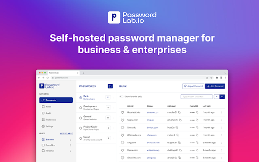 PasswordLab - Self-hosted password manager :: PasswordLab is a self-hosted password manager designed for businesses & enterprises. This browser extension is a part of our…